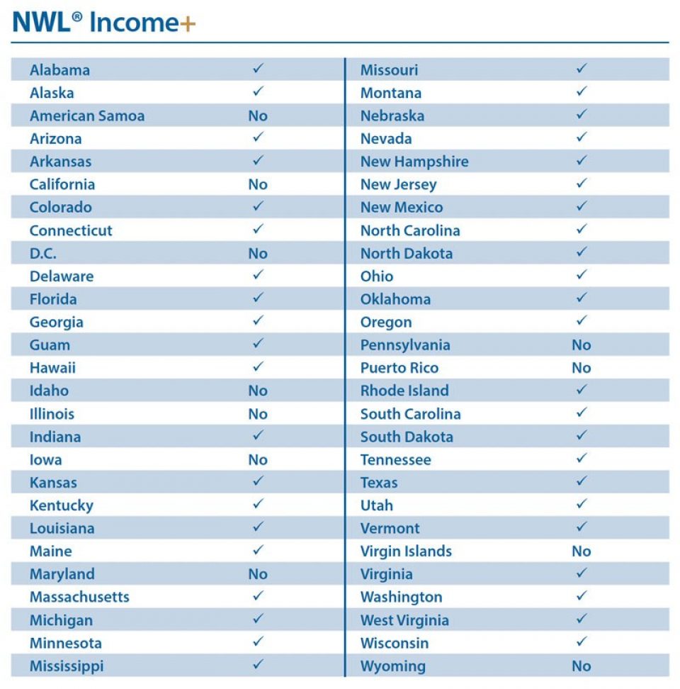 NWL Income Plus State Approvals