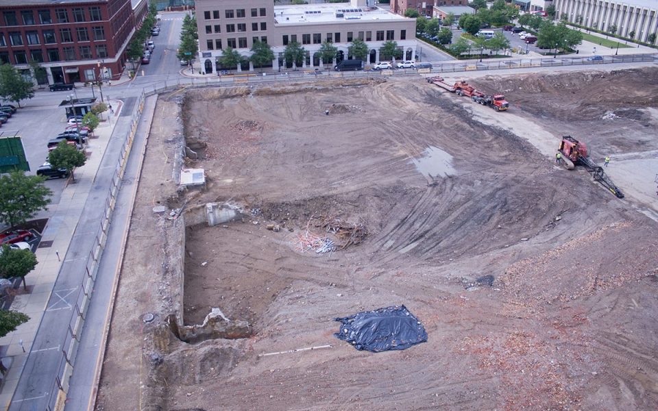 Empty Dirt At Future Site of Ash Skyline Plaza in Downtown Fort Wayne